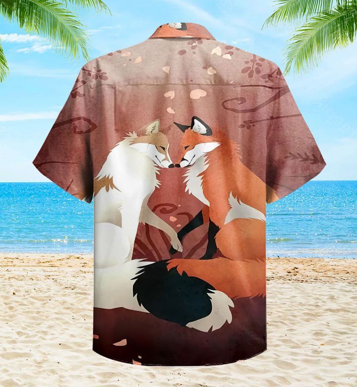 Fox Couple Nice Brown Trendy Hawaiian Shirt 3D, Fox Lover Trendy Hawaiian Shirt For Summer Gifts