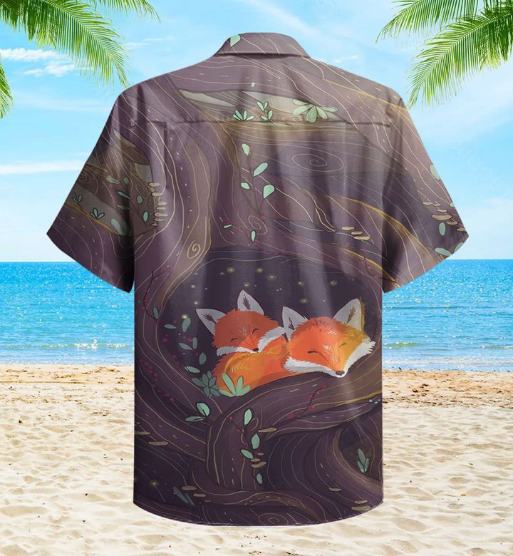 Fox Couple Sleeping Brown Trendy Hawaiian Shirt 3D, Fox Lover Trendy Hawaiian Shirt For Summer Gifts