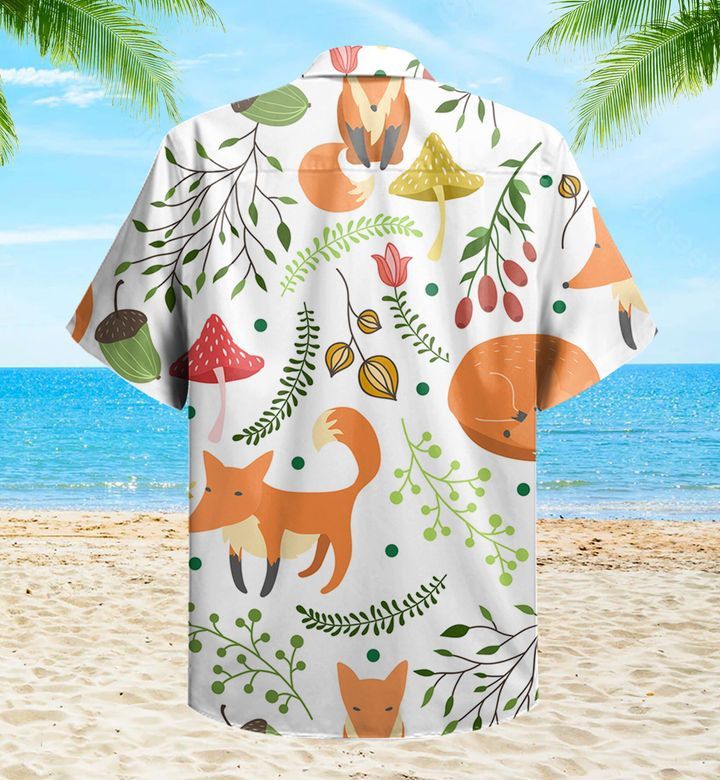 Fox Floral Orange Trendy Hawaiian Shirt 3D, Fox Lover Trendy Hawaiian Shirt For Summer Gifts