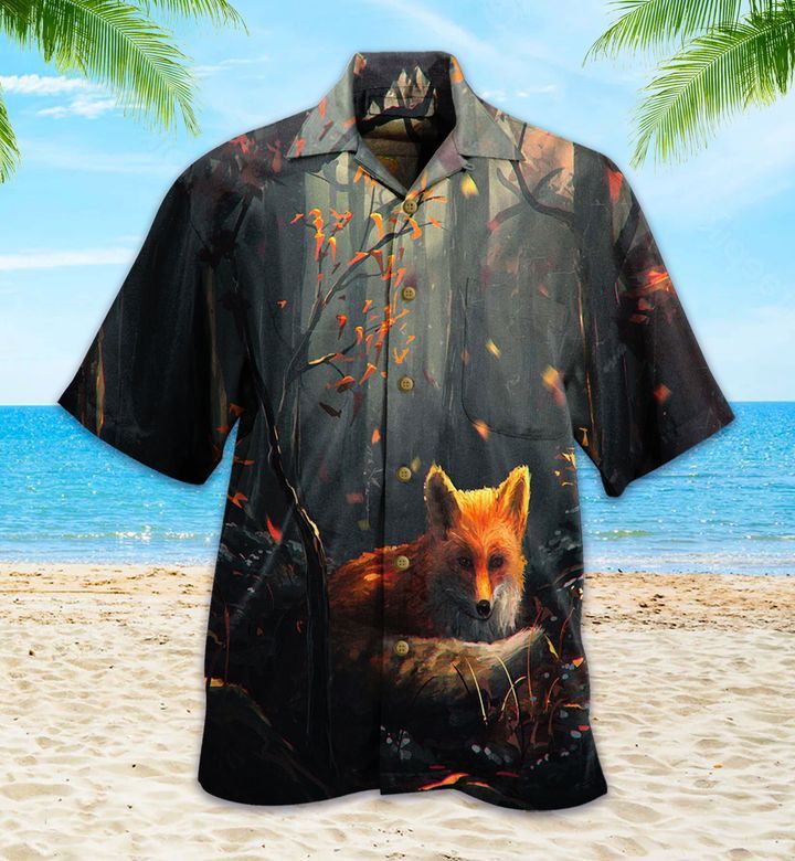 Fox Forest Brown Trendy Hawaiian Shirt 3D, Fox Lover Trendy Hawaiian Shirt For Summer Gifts