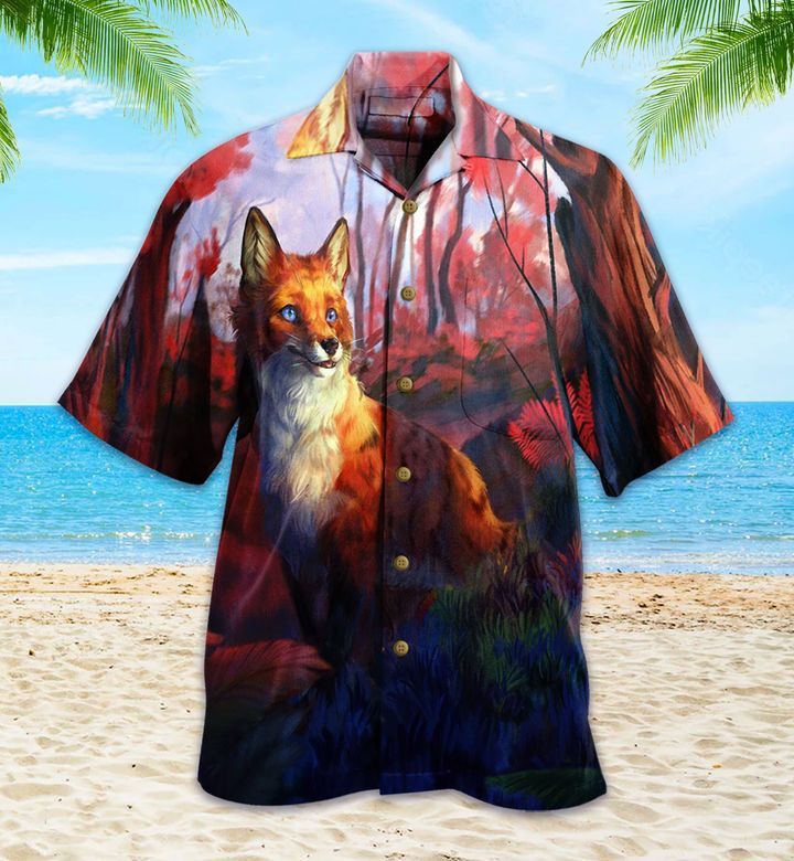 Fox Forest Orange Trendy Hawaiian Shirt 3D, Fox Lover Trendy Hawaiian Shirt For Summer Gifts