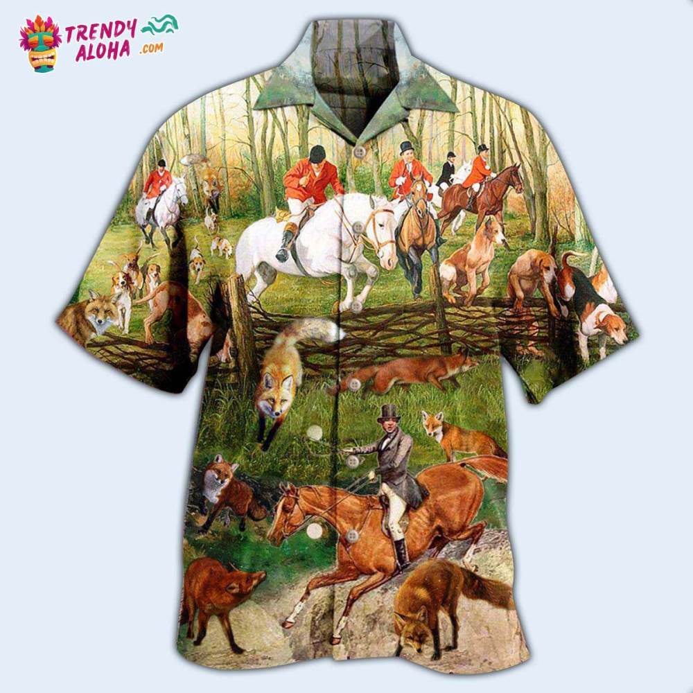 Fox Hunting Weekend Forecast 100 Chanceof Hawaiian Shirt – Trendy Aloha