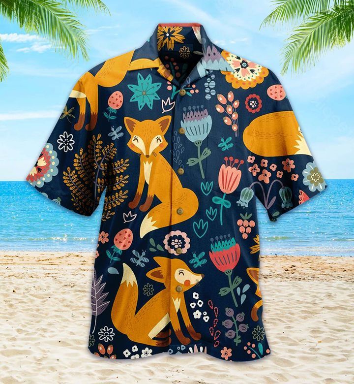 Fox In Forest Cute Colorful Trendy Hawaiian Shirt 3D, Fox Lover Trendy Hawaiian Shirt For Summer Gifts