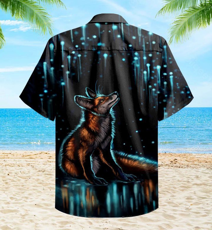 Fox Light Black Trendy Hawaiian Shirt 3D, Fox Lover Trendy Hawaiian Shirt For Summer Gifts