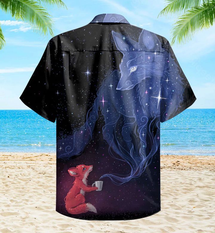 Fox Magic Black Trendy Hawaiian Shirt 3D, Fox Lover Trendy Hawaiian Shirt For Summer Gifts