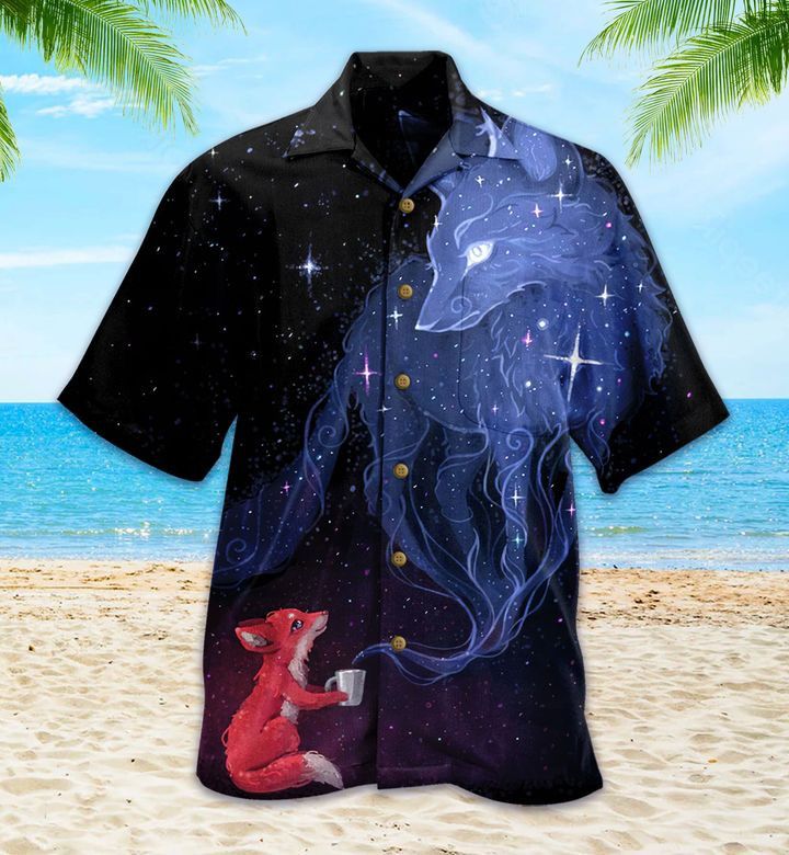 Fox Magic Black Trendy Hawaiian Shirt 3D, Fox Lover Trendy Hawaiian Shirt For Summer Gifts