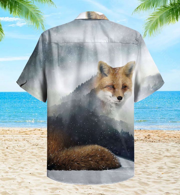 Fox Magic Forest Grey Trendy Hawaiian Shirt 3D, Fox Lover Trendy Hawaiian Shirt For Summer Gifts