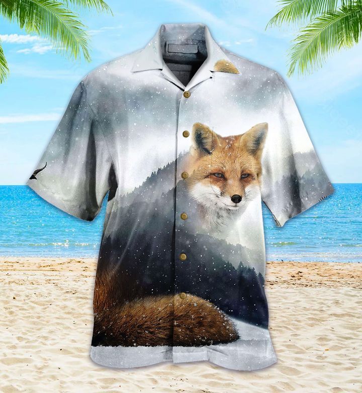 Fox Magic Forest Grey Trendy Hawaiian Shirt 3D, Fox Lover Trendy Hawaiian Shirt For Summer Gifts