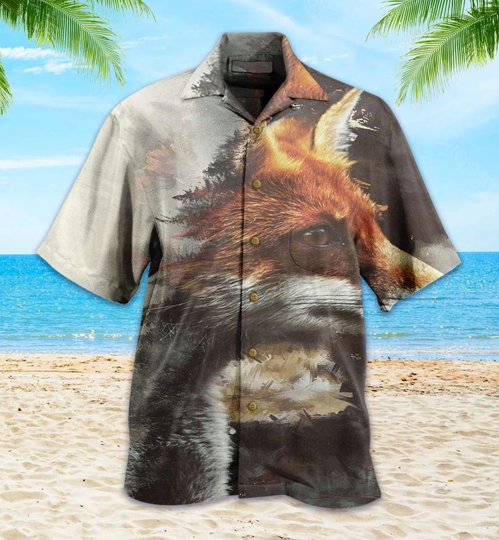 Fox Magic Grey Trendy Hawaiian Shirt 3D, Fox Lover Trendy Hawaiian Shirt For Summer Gifts