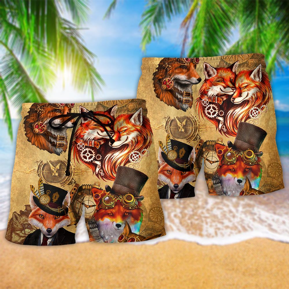 Fox Old Magic Vintage Style Trendy Aloha Hawaiian Beach Shorts