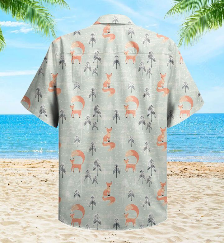 Fox Pattern Green Trendy Hawaiian Shirt 3D, Fox Lover Trendy Hawaiian Shirt For Summer Gifts