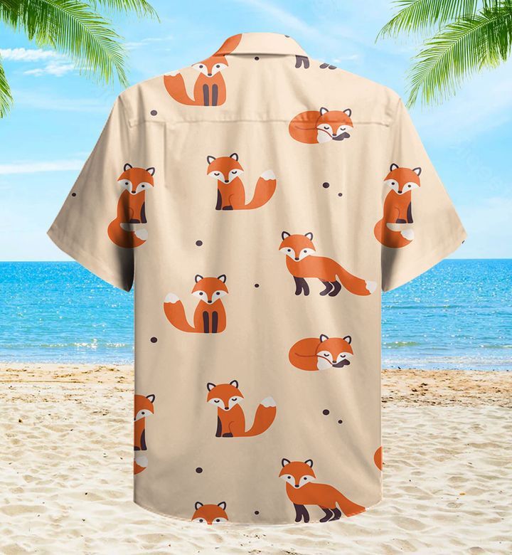 Fox Pattern Orange Trendy Hawaiian Shirt 3D, Fox Lover Trendy Hawaiian Shirt For Summer Gifts