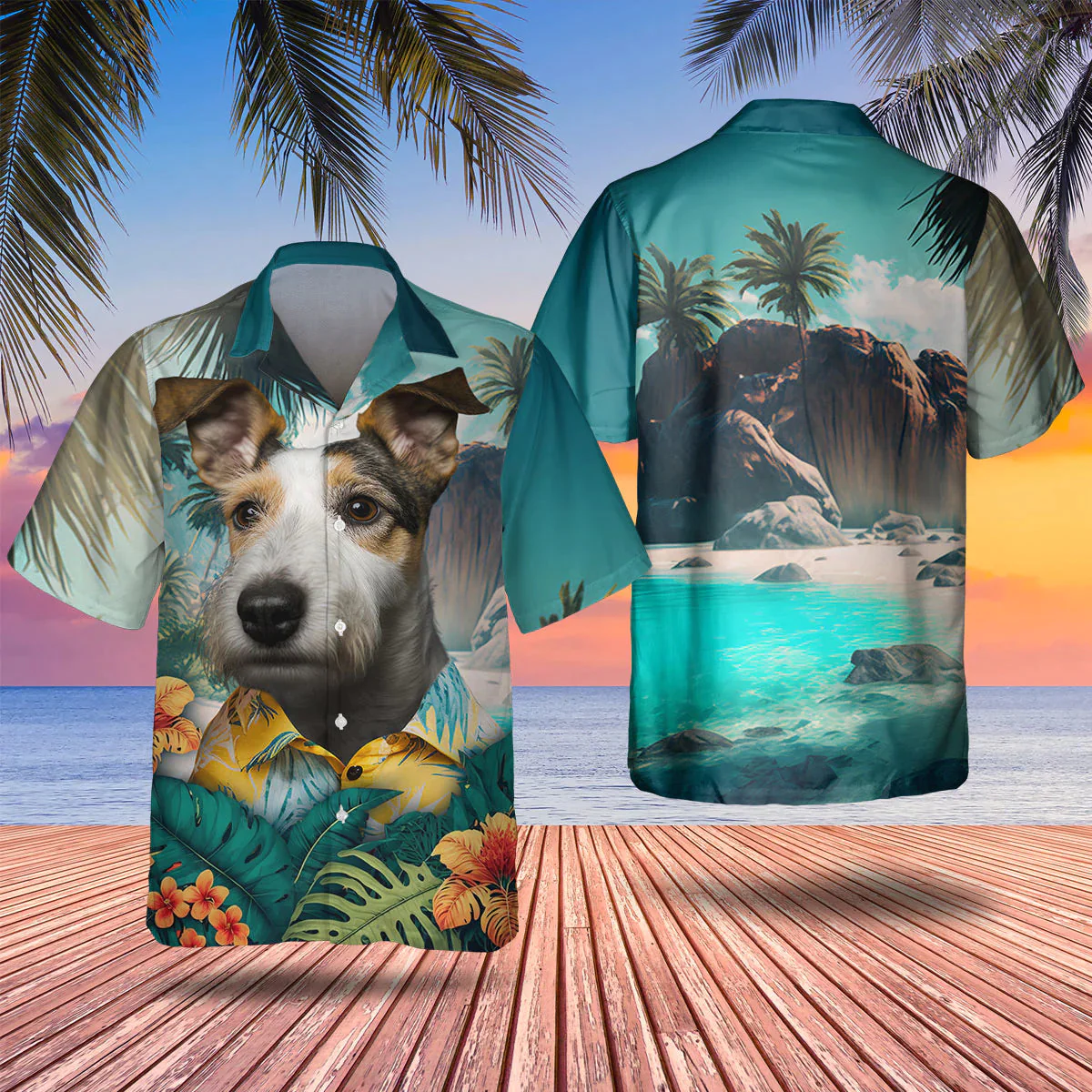 Fox Terrier 3D Tropical Trendy Hawaiian Shirt, Dog Trendy Hawaiian Shirt, Gifts For Dog Lover