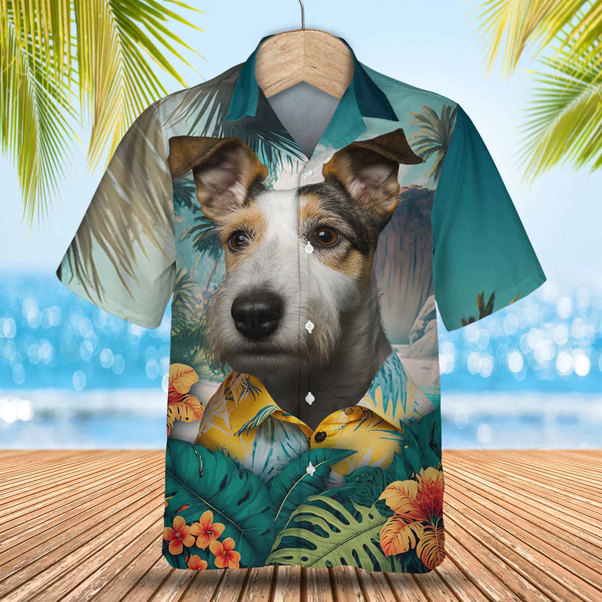 Fox Terrier 3D Tropical Trendy Hawaiian Shirt, Dog Trendy Hawaiian Shirt, Gifts For Dog Lover
