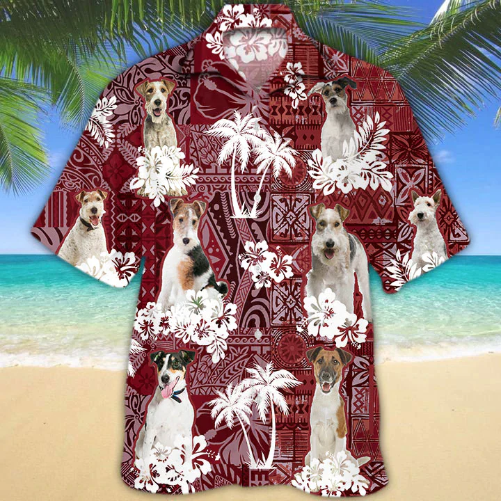 Fox Terrier Red Trendy Hawaiian Shirt, Gift For Dog Lover Shirts, Animal Summer Shirts