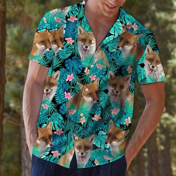 Fox Tropical Trendy Hawaiian Shirt, Fox Lover Trendy Hawaiian Shirt For Summer Gifts