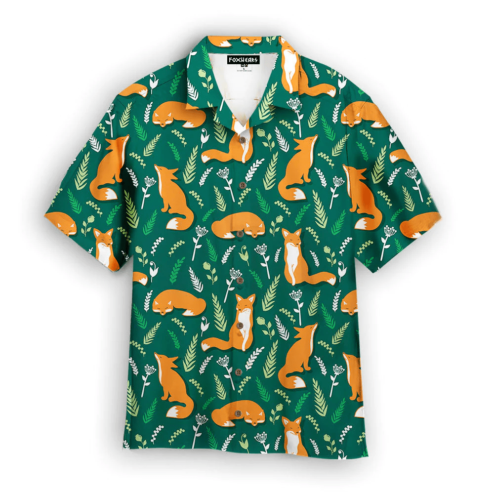 Foxes And Flowers Tropical Hawaiian Shirt For Aloha Shirt