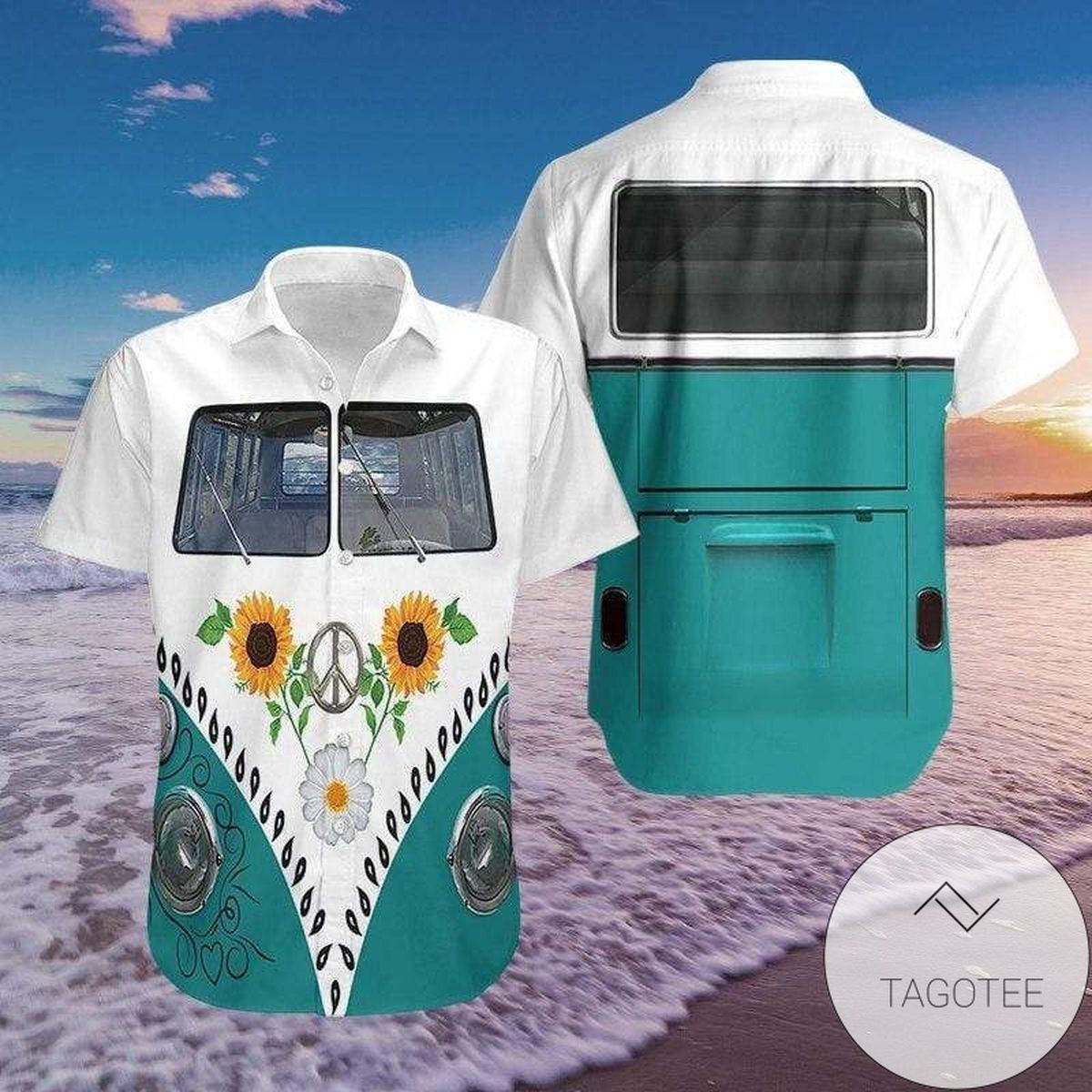 Free Spirit Vibes Emanate from Hippie Van Hawaiian Shirt
