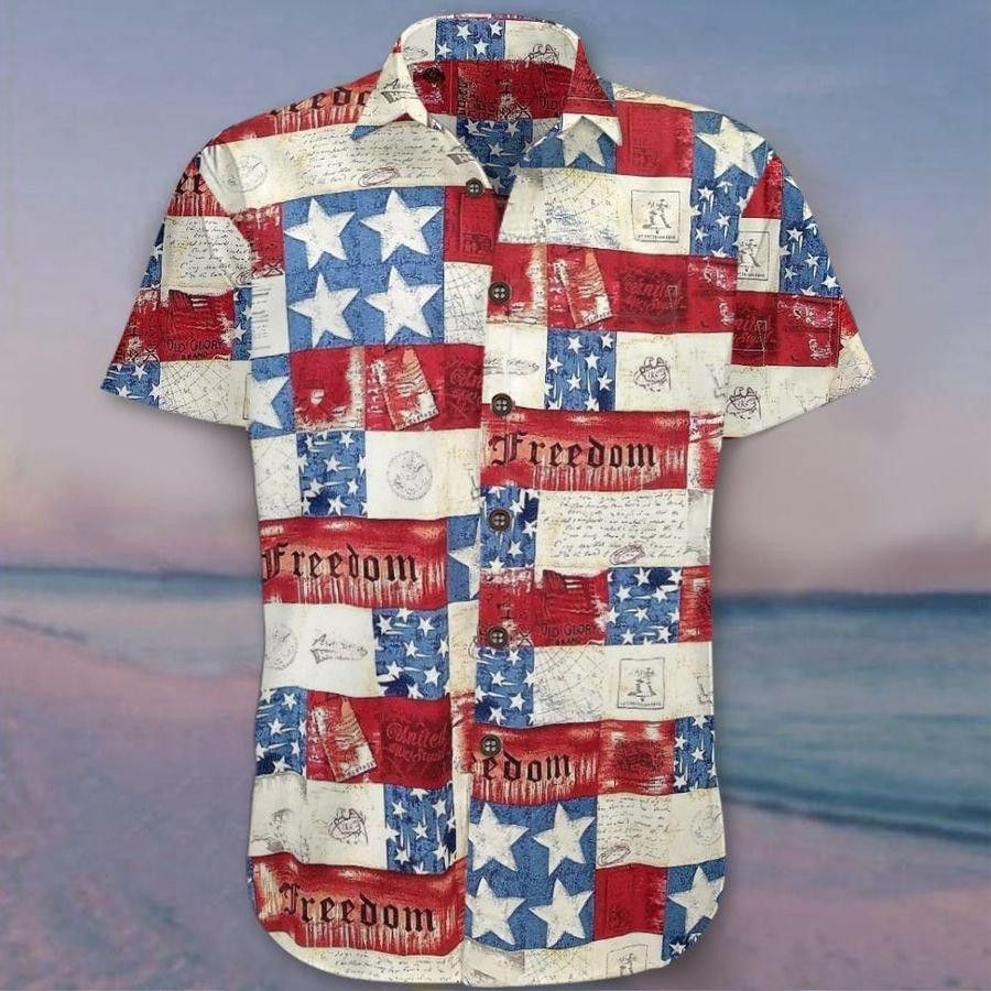 Freedom American Flag Patriotic Hawaiian Shirt