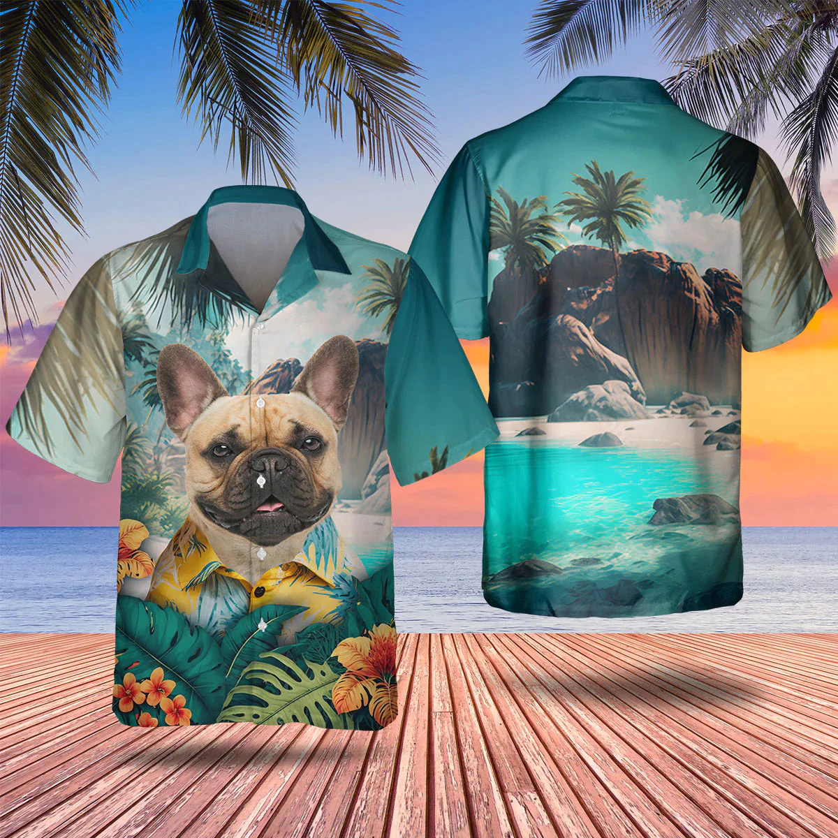 French Bulldog 3D Tropical Trendy Hawaiian Shirt, Dog Trendy Hawaiian Shirt, Gifts For Dog Lover French Bulldog 3D Tropical Trendy Hawaiian Shirt, Dog Trendy Hawaiian Shirt, Gifts For Dog Lover