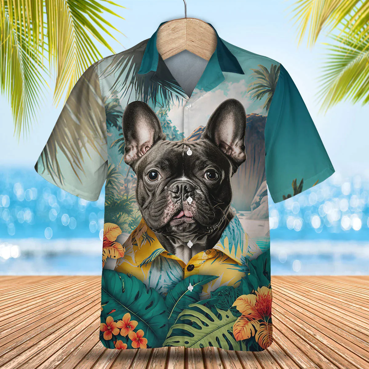 French Bulldog Ai 3D Tropical Trendy Hawaiian Shirt, Dog Trendy Hawaiian Shirt, Gifts For Dog Lover