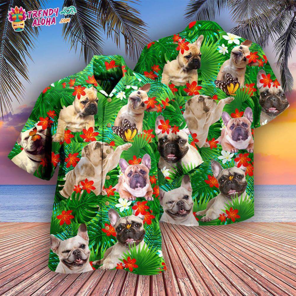 French Bulldog And Blooming Tropical Flowers Hawaiian Shirt – Trendy Aloha