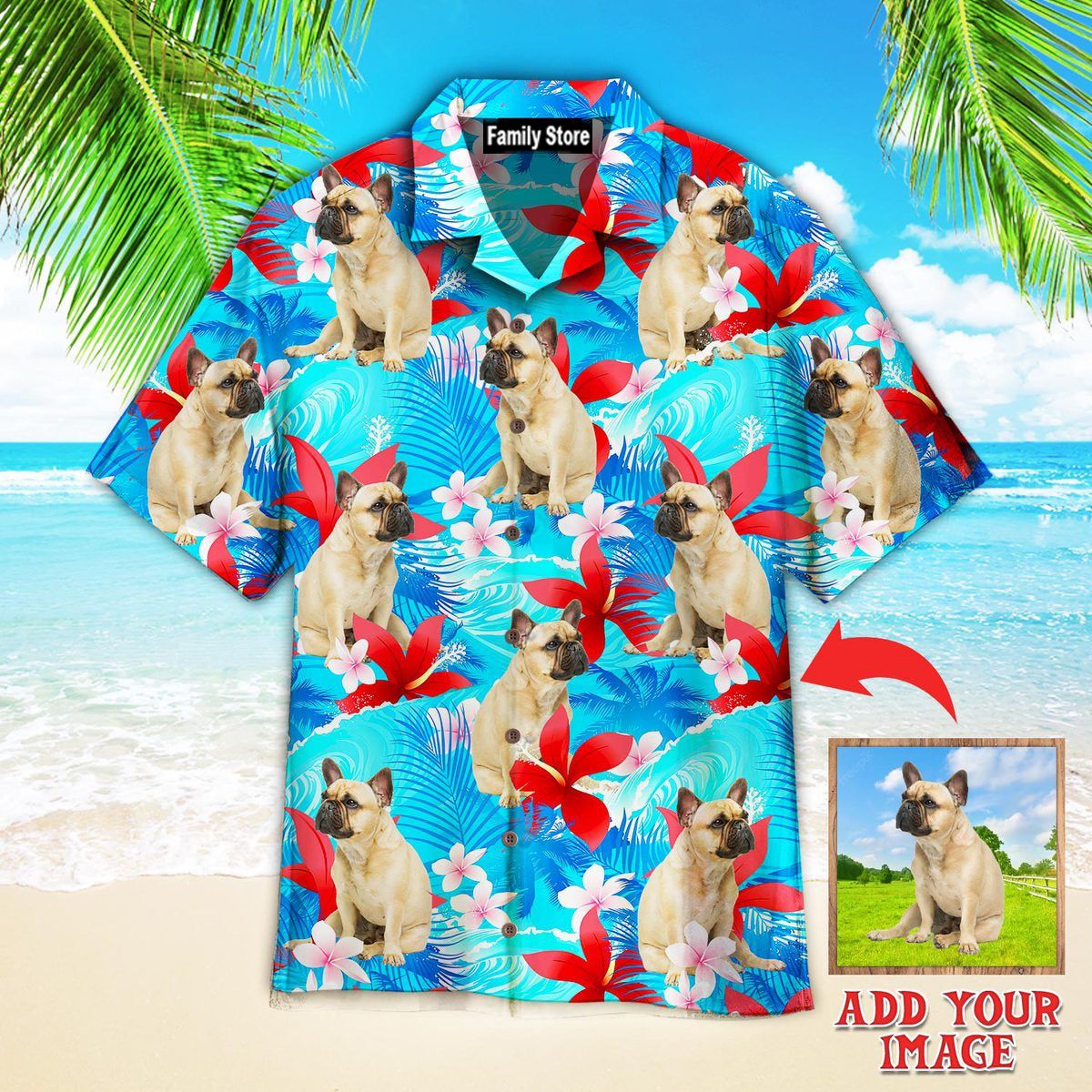 French Bulldog Happy With Summer Beach Custom Hawaiian Shirt