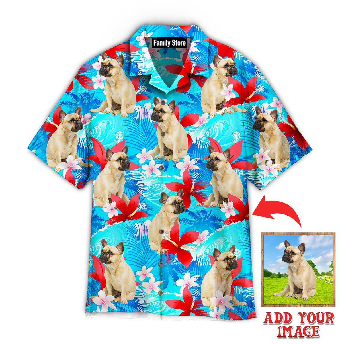 French Bulldog Happy With Summer Beach Custom Hawaiian Shirt French Bulldog Happy With Summer Beach Custom Hawaiian Shirt
