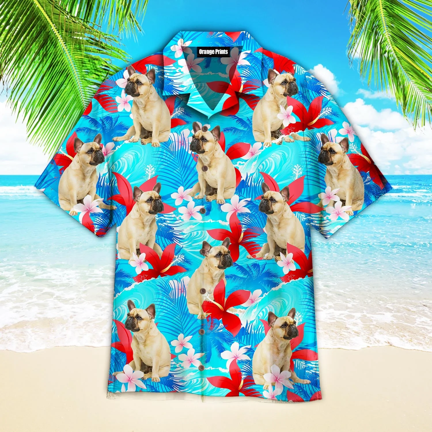 French Bulldog Happy With Summer Beach Pattern Trendy Hawaiian Shirt For Aloha Shirt