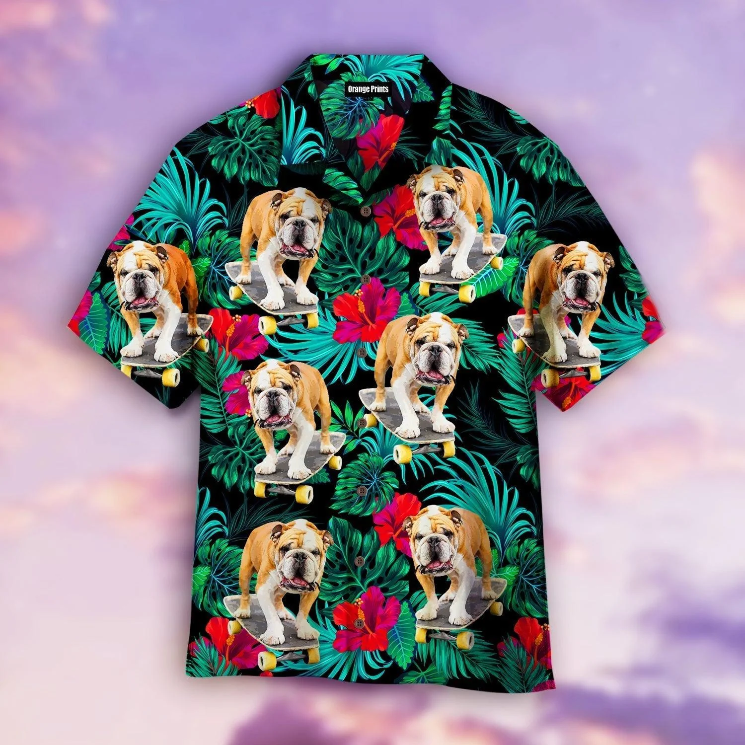French Bulldog On Skateboard Floral Hawaiian Shirt For