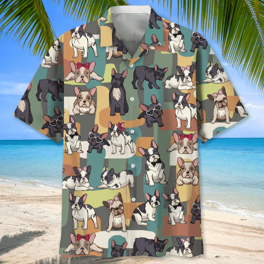 French Bulldog Pattern For Dog Lover All Printed 3D Hawaiian Shirt