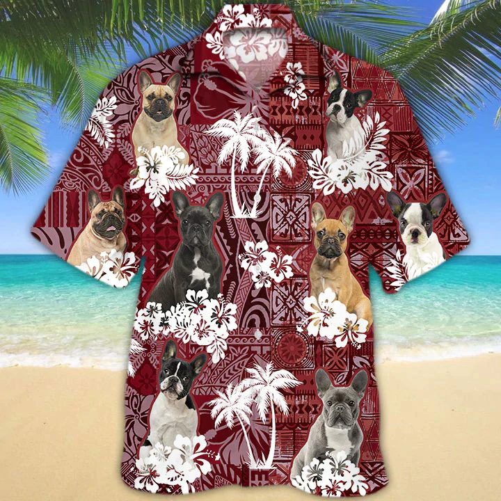 French Bulldog Red Trendy Hawaiian Shirt, Gift For Dog Lover Shirts, Animal Summer Shirts French Bulldog Red Trendy Hawaiian Shirt, Gift For Dog Lover Shirts, Animal Summer Shirts