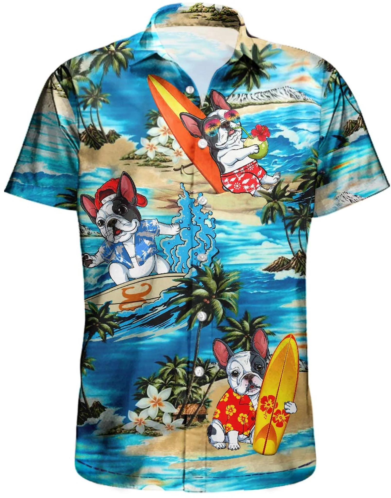 French Bulldog Spirit Captured in Hawaiian Shirt