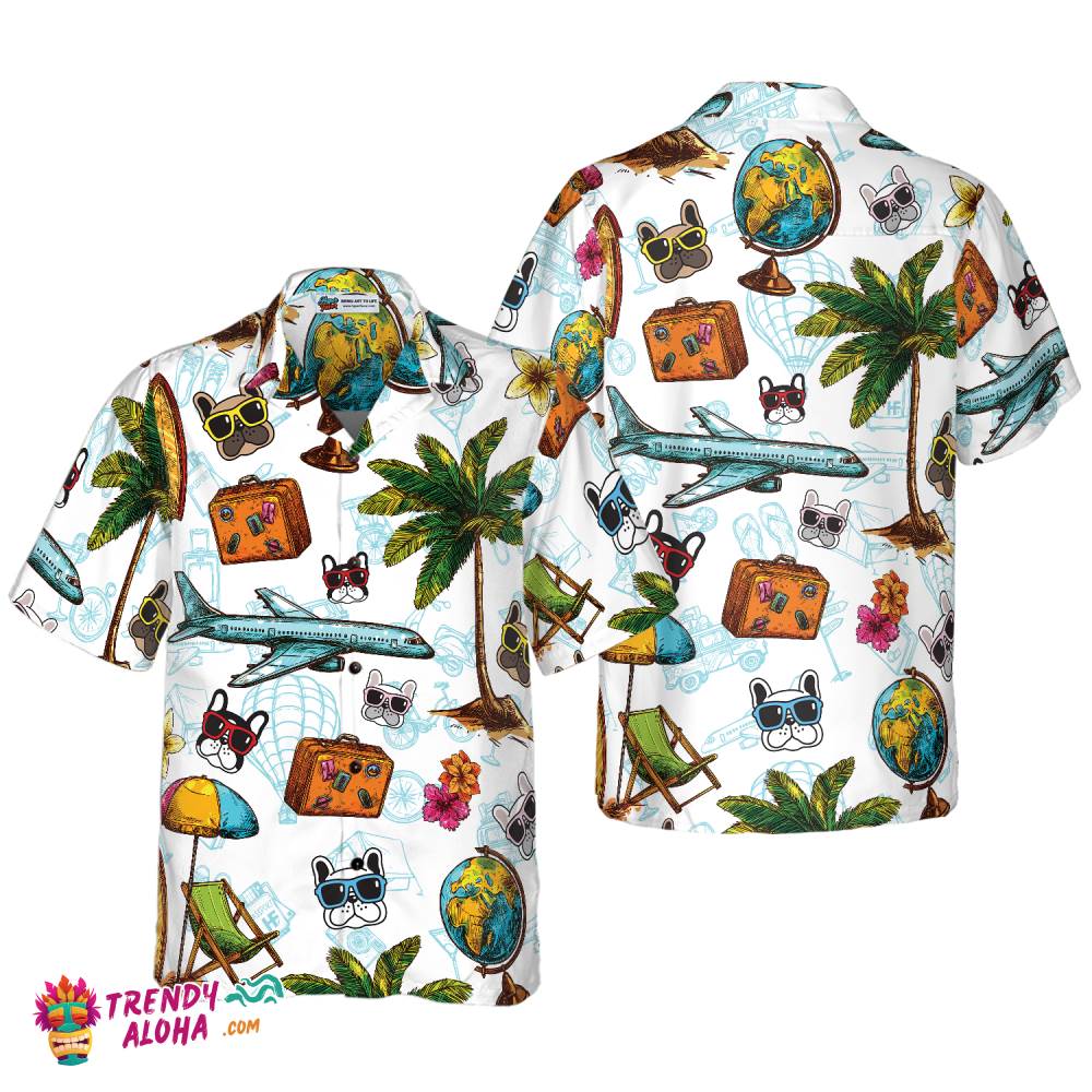 French Bulldog Sunglasses Aloha Hawaiian Shirt