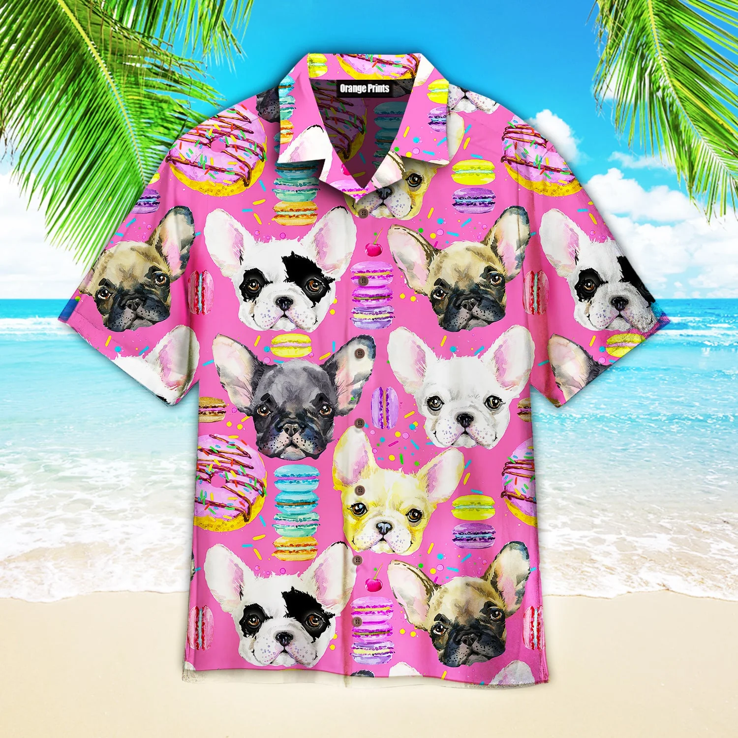 French Bulldog Sweet Dessert Pattern Trendy Hawaiian Shirt For Aloha Shirt
