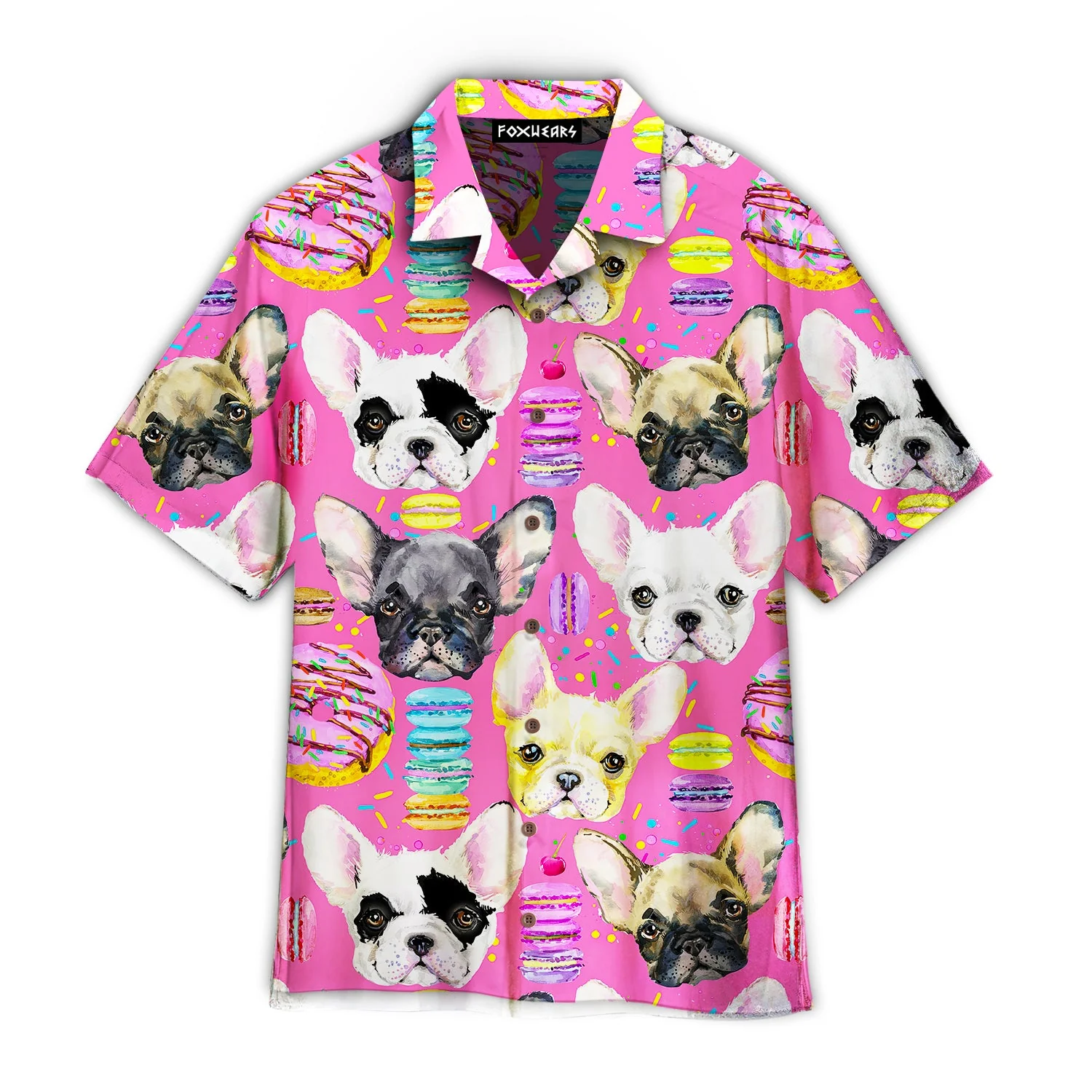 French Bulldog Sweet Dessert Pattern Trendy Hawaiian Shirt For Aloha Shirt