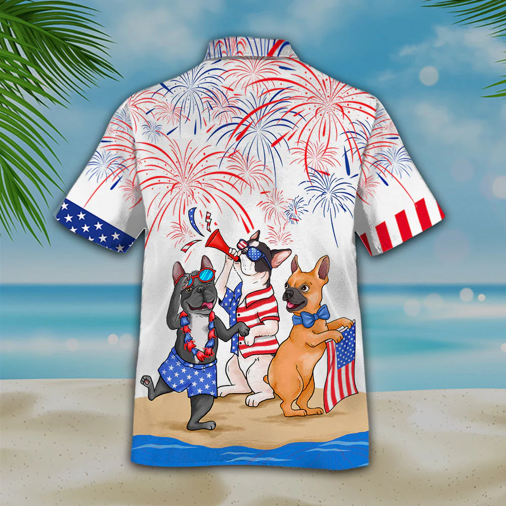 French Bulldog Trendy Hawaiian Shirt, Independence Is Coming, Usa Patriotic Trendy Hawaiian Shirt