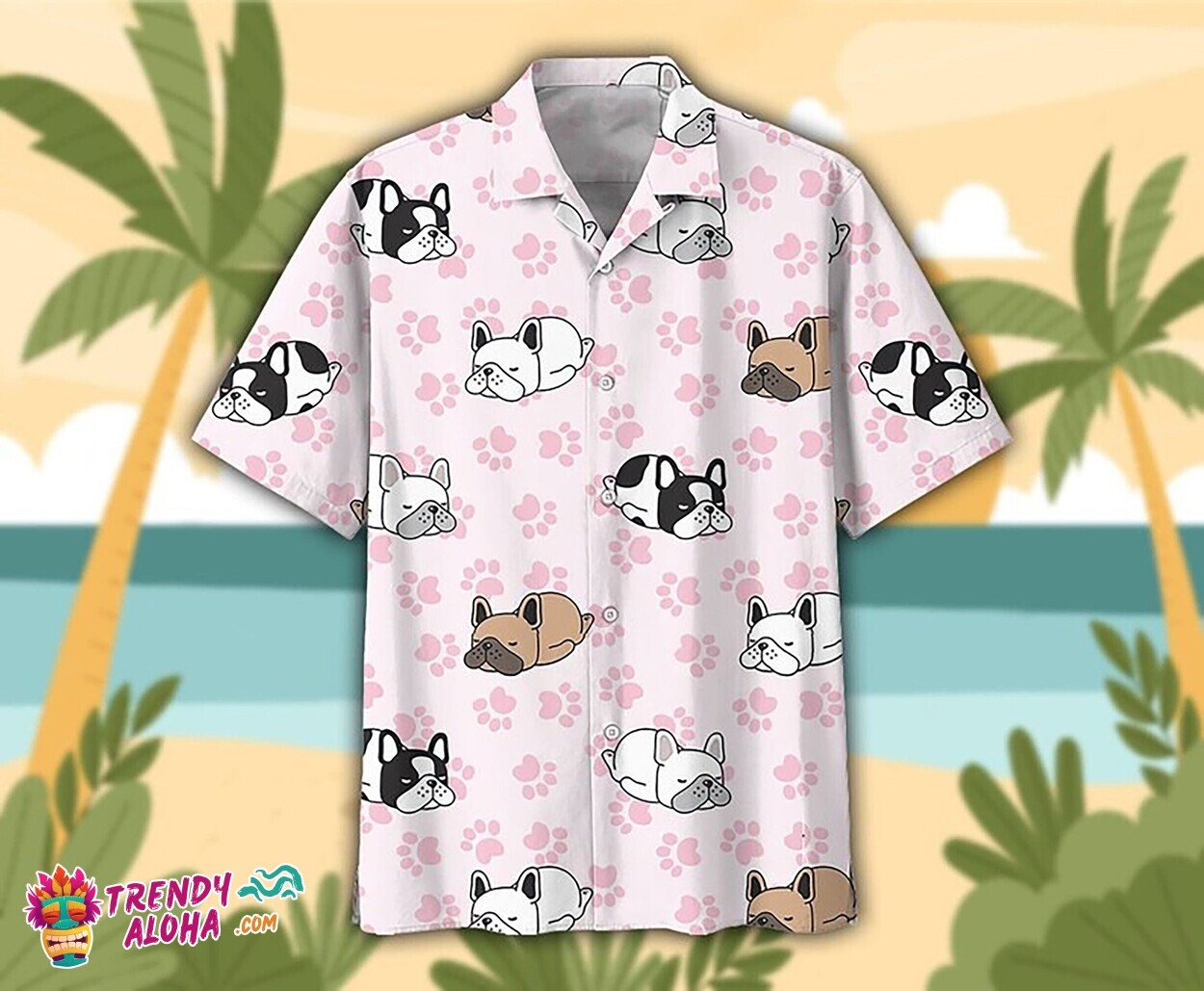French Bulldog Tropical Hawaiian Summer Beach Dog Lovers Shirt