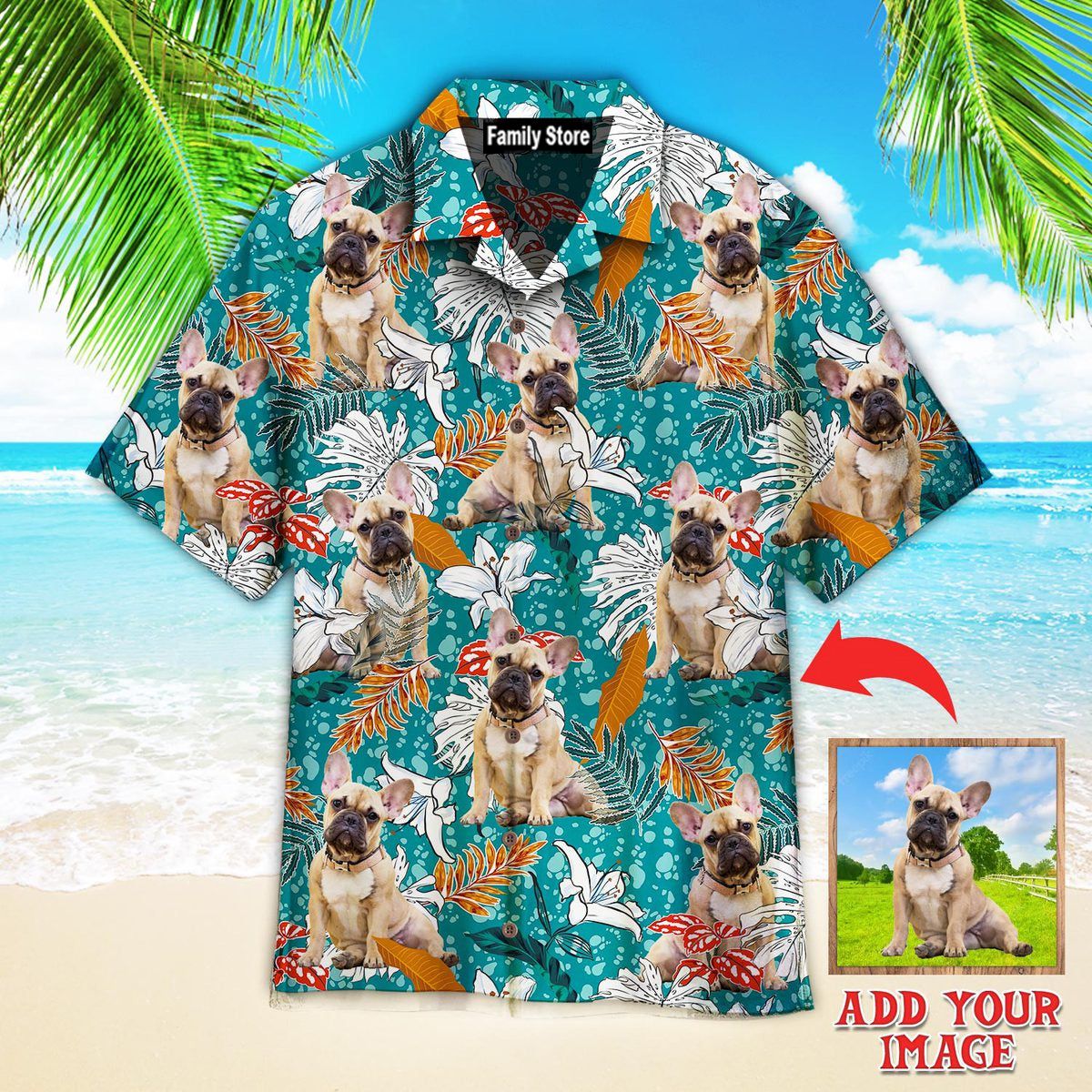 French Bulldog Tropical Leaves And Lily Flowers Summer Custom Hawaiian Shirt