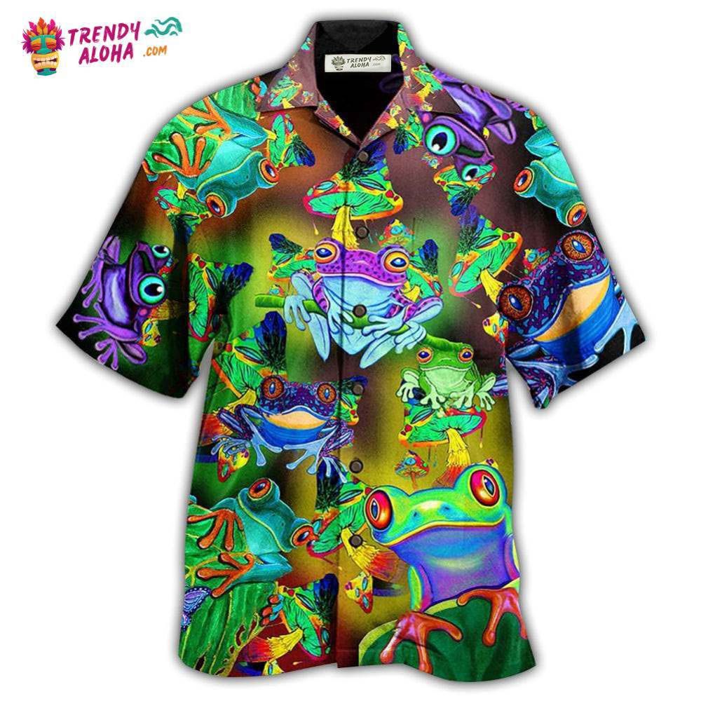 Frog And Mushrooms Love Life Funny Hawaiian Shirt Trendy Aloha