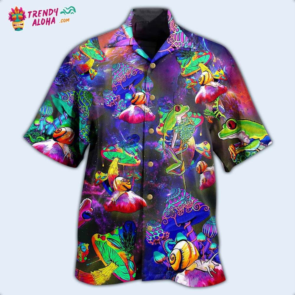 Frog Colorful Galaxy Mushroom Hawaiian Shirt – Trendy Aloha