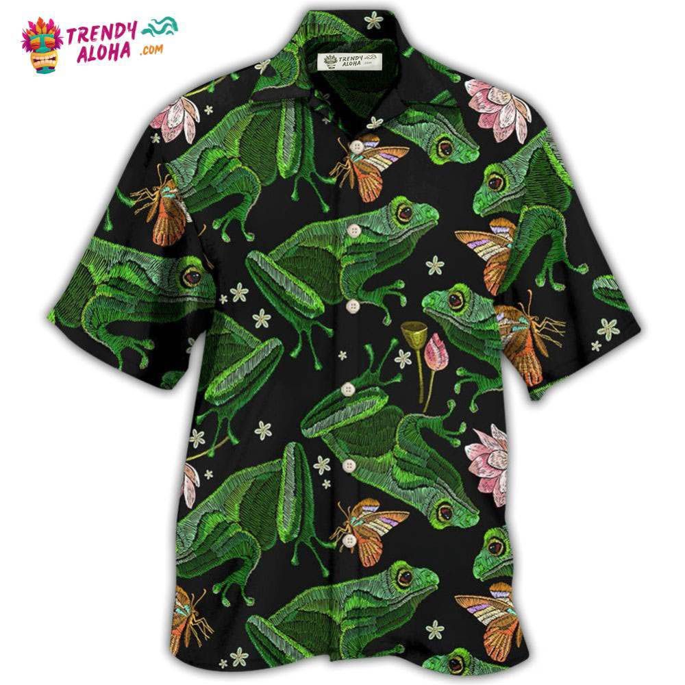 Frog Green Frog Black Style Hawaiian Shirt – Trendy Aloha