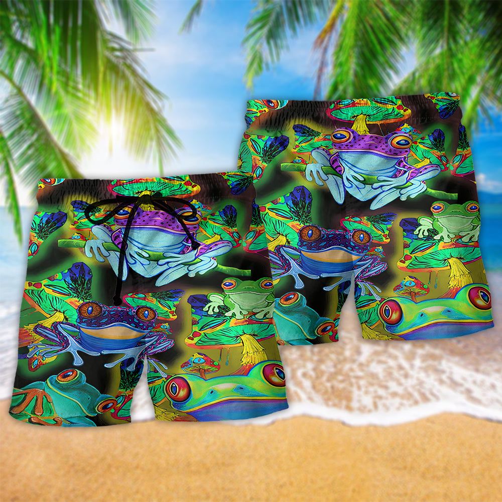 Frog Lover Color Style Trendy Aloha Hawaiian Beach Shorts