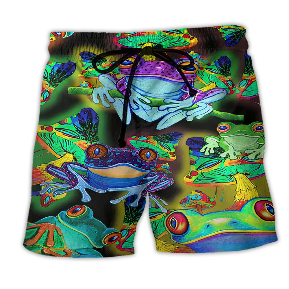 Frog Lover Color Style Trendy Aloha Hawaiian Beach Shorts