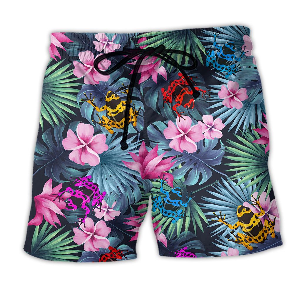 Frog Tropical Summer Vibes Pretty Trendy Aloha Hawaiian Beach Shorts Frog Tropical Summer Vibes Pretty Trendy Aloha Hawaiian Beach Shorts