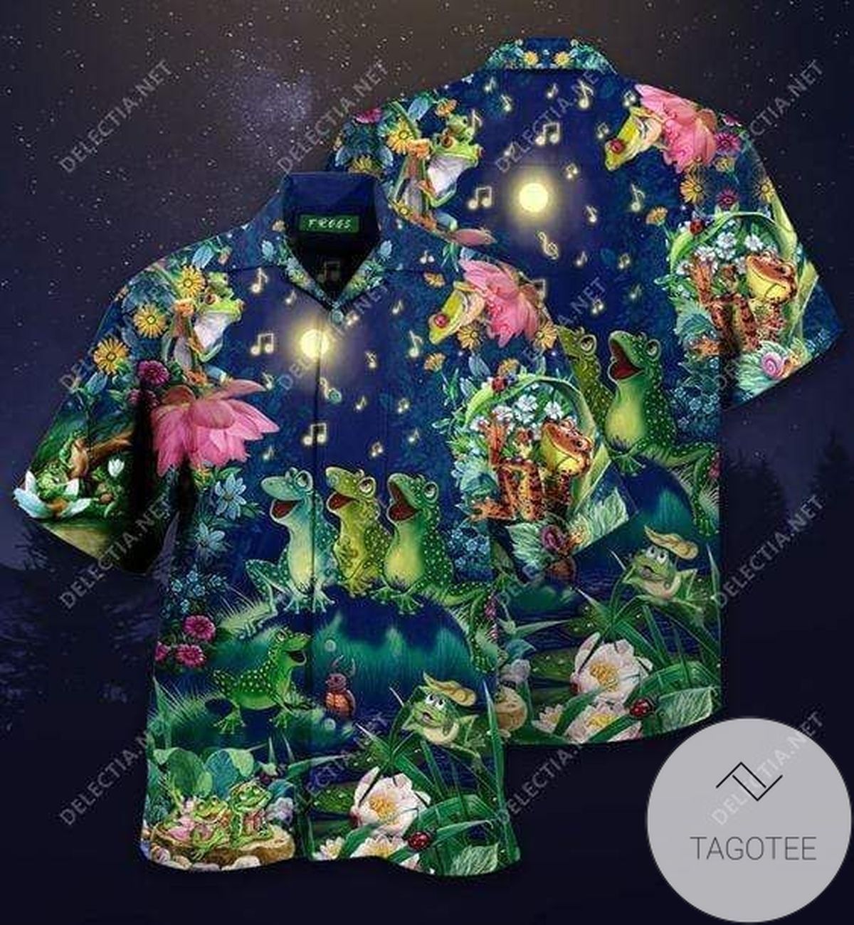 Frogs Singing Christmas Songs Design Hawaiian Shirt Elegance Tropical
