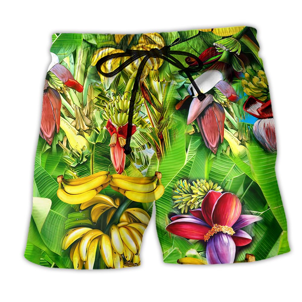 Fruit Banana Tropical Forest Summer Trendy Aloha Hawaiian Beach Shorts Fruit Banana Tropical Forest Summer Trendy Aloha Hawaiian Beach Shorts