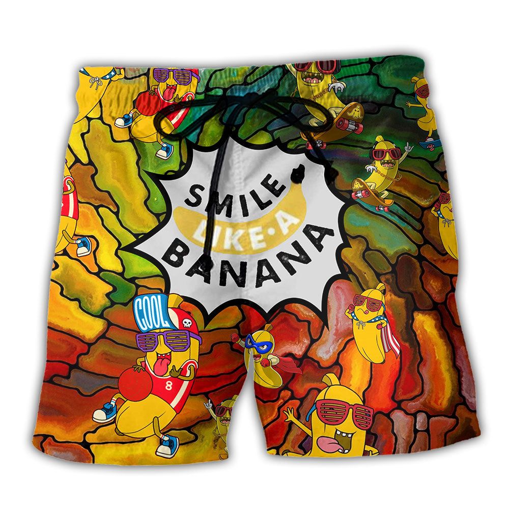 Fruit Smile Like A Banana Color Trendy Aloha Hawaiian Beach Shorts Fruit Smile Like A Banana Color Trendy Aloha Hawaiian Beach Shorts