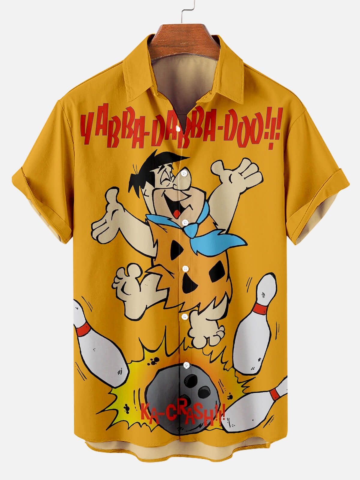Fu Nostalgic Cartoon Men’s Short Aloha Hawaiian Shirt