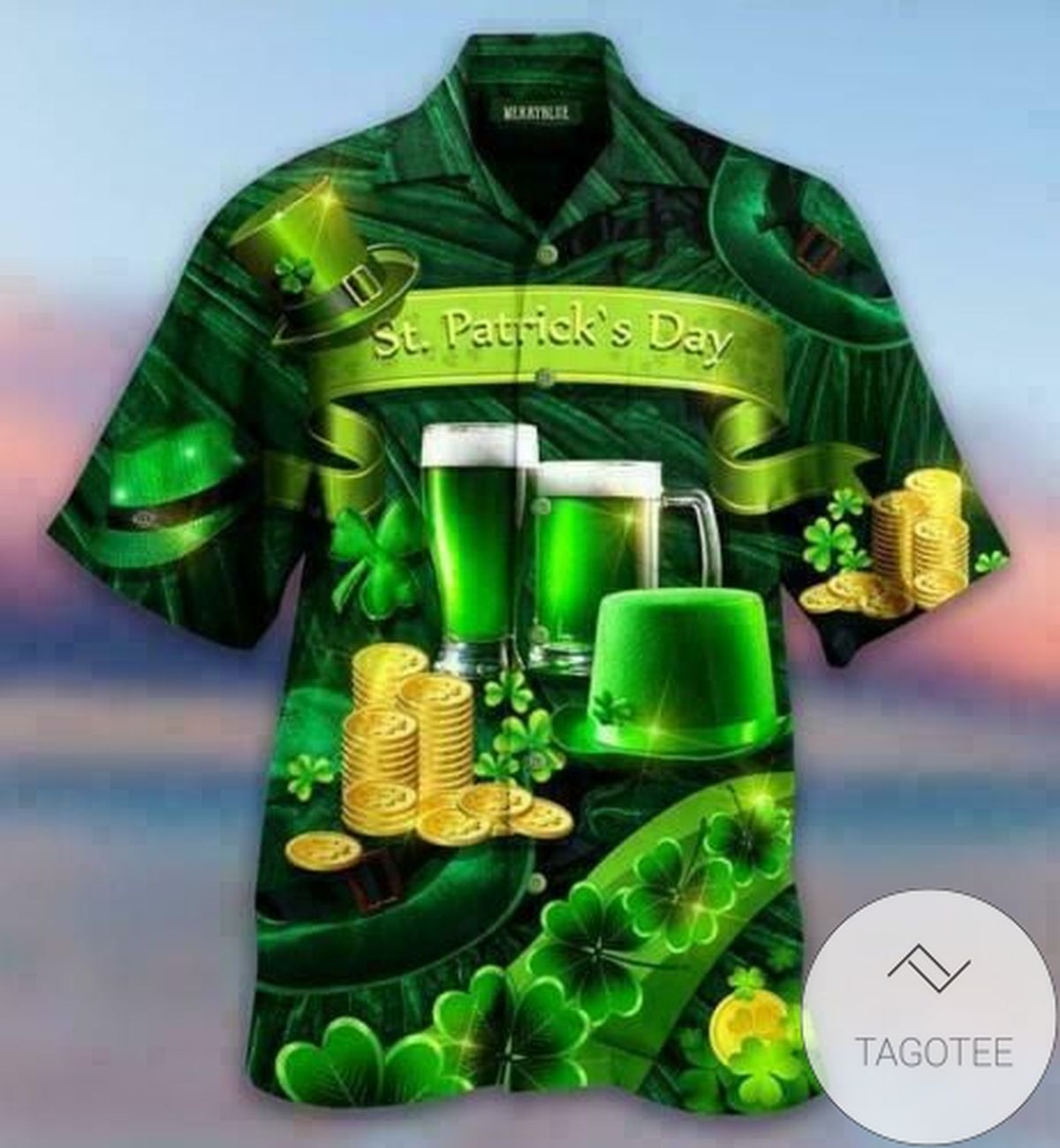 Full Green Beer St Patricks Day Green Hawaiian Shirts